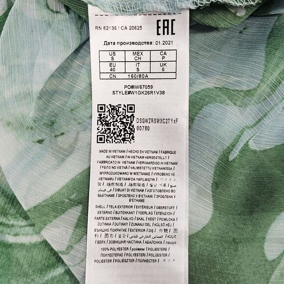 GUESS Green Marble Print Sheer Belted Maxi Duster Dress Long Sleeve Size S - Picture 5 of 8